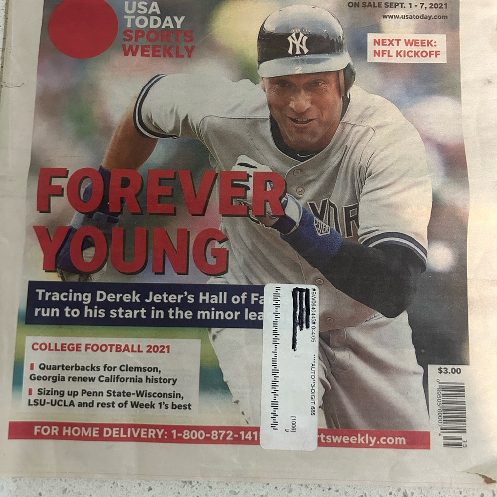 USA Today Derek Jeter “Forever Young” cover with article